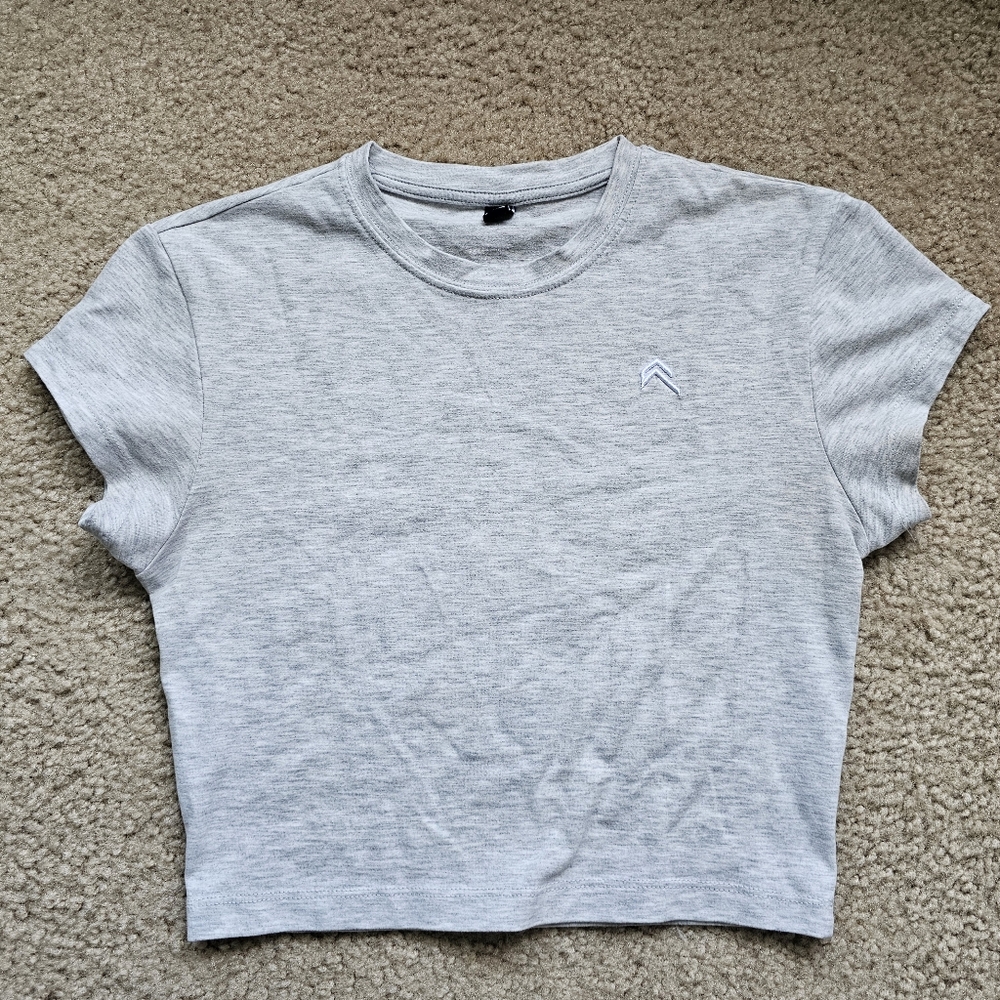 Oner Active cotton icon baby tee tshirt gray marl cropped size small medium